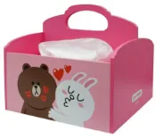 UNIPRO優鋪 【UNIPRO】LINE FRIENDS 熊大 兔兔 KISS 木製 手提面紙收納盒 面紙盒 正版授權 BROWN CONNY
