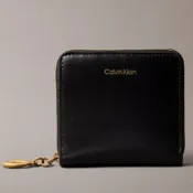 Calvin Klein 素面拉鍊短夾 真皮皮革 皮夾 短夾 錢包 黑色CK(現貨)