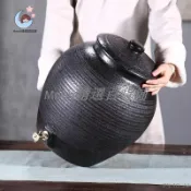 可開票宜興紫砂水缸 儲水罐 帶龍頭陶瓷過濾儲水缸 傢用大小號抽水泡茶水桶 儲水桶Moon精選百貨鋪10