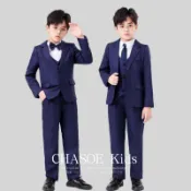 【男童西裝套裝】男童西裝 男花童西裝 男童主持人禮服 花童帥氣三件套 小男孩鋼琴演出服春秋 男童西服套裝