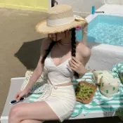 喜挖2店 2025ins韓版繫帶女士夏季休閒海邊辣妹細肩帶度假風比基尼套裝泳裝