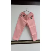 Liyu Tsai 黎玉璽 2L 號 粉色 刺繡花卉 休閒長褲 女 顯瘦 直筒褲 氣質 百搭 上衣 專櫃品牌 出清