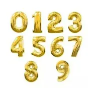 16吋金色數字鋁箔氣球0--9 兒童生日派對用品/聚會裝飾佈置鋁箔/結婚喜慶用