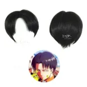 現貨 卡諾 萬用黑色男士短髮尹範 進擊的巨人 利維爾兵長 動漫cos假髮