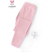 【YAOEENH】100-180CM 寶寶家居睡褲 兒童秋冬暖絨條紋保暖長褲 中大男女童寬鬆提花內搭褲 現貨 快速出貨