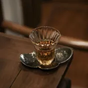 日式玻璃聞香杯 花瓣茶具 透明功夫茶杯 手工水晶杯 小號泡茶組
