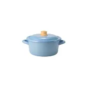 日本FUJIHORO Cotton Plus 系列 雙耳附蓋琺瑯砂鍋 20cm 幻影藍