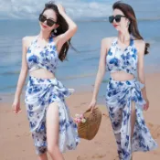 日常選物💗渡假海邊溫泉游泳衣女分體比基尼BIKINI三件套歐美高級感新款泳裝