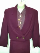 二手　暗紫色毛料短版套裝窄裙+長袖外套（不含襯衫）　【服飾專區】☆流星百寶屋☆