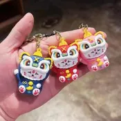 【有禮無理】2024龍年舞獅招財貓鑰匙圈 福運可愛鑰匙圈 招財貓鑰匙圈 龍年鑰匙圈 新年禮物招財貓吊飾 台灣賣家