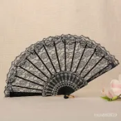 優選抖音同款扇子蕾絲扇網紅扇摺扇摺疊扇女士扇子旗袍扇中國風扇