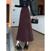 天翔 生活館復古咖色魚尾裙半身裙女春秋2025新款高腰顯瘦垂感a字長款包臀裙