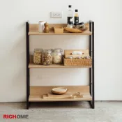 RICHOME 近全新 SH-479 里斯特3D木紋三層架(咖啡鐵管)   書架  收納架  層架  置物架  置物櫃