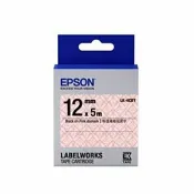 Lyre ishop EPSON Pattern系列 LK-4CBY 粉漾綾格底黑字 12mm 標籤帶 C53S654462 適用 LW-200KT/220DK/K200BL/400/K400/C410/K420/500/600/700/900P/Z900/1000P