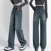 【LANNI 藍尼】★美式直筒中高腰牛仔褲(女裝/長褲/休閒褲/錐形褲/單寧)
