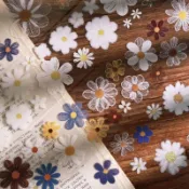 【本物研究所🎨】✨臺灣-出貨✨「分裝膠帶」絨絨花/白菊花pet手帳 清新輕復古裝飾百搭古風拼貼文具 ins