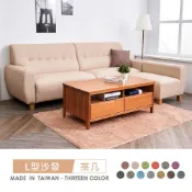 STYLEHOUSE 時尚屋 [FZ8]諾曼L型中鋼彈簧貓抓皮沙發+卡蘿柚木茶几FZ8-116+NM29-580