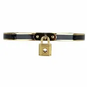 【KATE SPADE】Kate Spade lock and spade經典LOGO釦式桃心鎖手環(黑x金)
