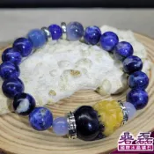 《碞磊國際》方鈉石 方解石 共生 貔貅 設計款 手串 糖心瑪瑙  藍紋瑪瑙 藍色時代【編號】EBBU0007