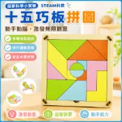 十五巧板木質拼圖 STEAM科學玩具 DIY手工製作 益智教具 幼兒拼圖 木製玩具 兒童科學玩具 幼兒園科學教具