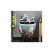 (店+)【免運 小陳家居】 陶瓷 景德鎮 魚缸 客廳流水瀑布 風水輪擺件 自循環水缸家用造景養魚缸