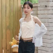 OB嚴選 雪紡碎花蕾絲邊綁帶背心 《AB18608》大尺碼/現貨/女裝