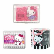 【三麗鷗 SANRIO】HELLO KITTY 彩妝棉籤 安全護耳棉籤 黑色紙軸棉籤 棉棒 挖耳棒 棉花擦拭棒