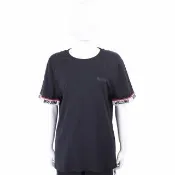 【MOSCHINO】Underwear 字母織帶拼接手袖黑色短袖TEE T恤(上衣 純棉 精品服飾)