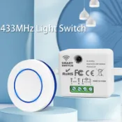  中繼接收器迷你圓形按鈕壁面板開關 220V 110V 10A RF 433MHz 無線遙控燈開關 適用於 LED 燈