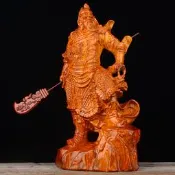 【樸緻精品】花梨木雕關公 跨步關公 橫刀關公 關聖帝君 法像莊嚴（GA-4339）