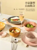 協貿國際日用品生活5館 墨色北歐復古碗碟套裝家用高檔陶瓷碗筷餐具輕奢碗盤組合喬遷送禮