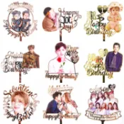 彩色人像亞克力蛋糕插牌叉件排婚禮周年慶人名字生日快樂裝飾訂製