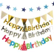 🐩雪狗氣球🐩生日帽Happy Birthday拉旗生日拉旗寶寶週歲生日快樂拉花