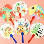 DIY彩繪 空白扇子 材料包 手作 繪畫 塗鴉 手拿扇 紙扇 益智趣味 美術美勞 親子【BlueCat】【RC3690】