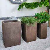 知木屋 免運/ 可開票 快速出貨 戶外擺件 家庭擺飾 庭院陶土方形紫砂大口徑花盆花園粗陶陶罐種繡球多肉老樁落地擺件