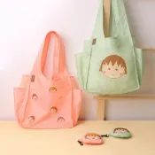 (店+)【Norns】櫻桃小丸子肩背型環保購物袋 - Norns 正版授權 滑翔傘布Eco Bag 環保袋 折疊購物袋 收納袋 手提袋