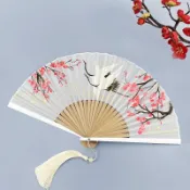 協貿國際日用品生活1館 扇子古風折扇男女古代漢服夏隨身便攜九尾狐仙鶴絹布折疊舞蹈扇子