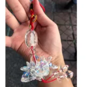 《水晶蓮花觀音吊飾》～蓮花直徑尺寸約5cm公分～掛汽車保平安～《奧地利水晶～白水晶～無色透明顏色》～司機大哥+佛堂必備！