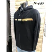 高雄凡賽斯歐洲精品 HUGO BOSS BOSS 胸前燙金線條字體LOGO 黑色 薄款 素面 連帽外套 棉外套 外套
