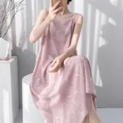 【韓國K.W.】韓國空運輕棉麻美妙律動高品質免穿搭洋裝(小香風/輕量涼感/洋裝/休閒/日系/通勤/渡假)