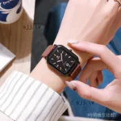 💯台灣出貨#2024新款大錶盤方形硅膠男女通用情侶錶設計款日月星辰夜光輕奢錶