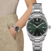 TISSOT 天梭 官方授權 PR100 簡約時尚女錶 百貨周年慶-墨綠/34mm T1502101109100