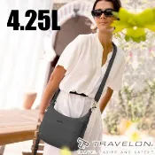 【Travelon】Roam 防盜斜背包4.25L 旅遊單肩側背包 證件隨身包 黑 TL-43677