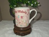 古瓷堂日本回流瓷器 【日本中古】三麗鷗sanrio美樂蒂My Melody馬克杯 草莓蛋糕派對 粉嫩滿繪 手柄設計 超可愛收藏