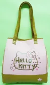 【震撼精品百貨】Hello Kitty 凱蒂貓 帆布袋手提包肩背袋 粉紅咖啡大臉 震撼日式精品百貨