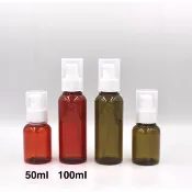 ★宏星容器★｜橄欖綠、茶色塑膠PP大蓋壓瓶50ml、100ml｜分裝瓶｜塑膠瓶｜噴瓶｜酒精噴瓶｜台灣製｜瓶瓶罐罐