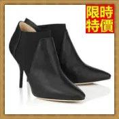 高跟短靴女靴子-真皮拼接尖頭女高跟鞋子2色66c18【獨家進口】【米蘭精品】