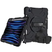 iPad Pro 11吋 2022 保護殼 保護套 軍規防摔 含筆槽 背帶 旋轉支架手帶 適用兒童教育成人商務