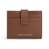 (店+)【CHARLES & KEITH】小CK 季簡約搭扣多卡位卡包 PU拼織物 手拿包 迷你 女款 巧克力色/米色/黑色 CK6-50701392