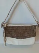 COACH皮革+C 緹花布 肩背包/手提包/側背包 二手真品 低價割愛 賣場有CHANEL/PRADA/LV可參考